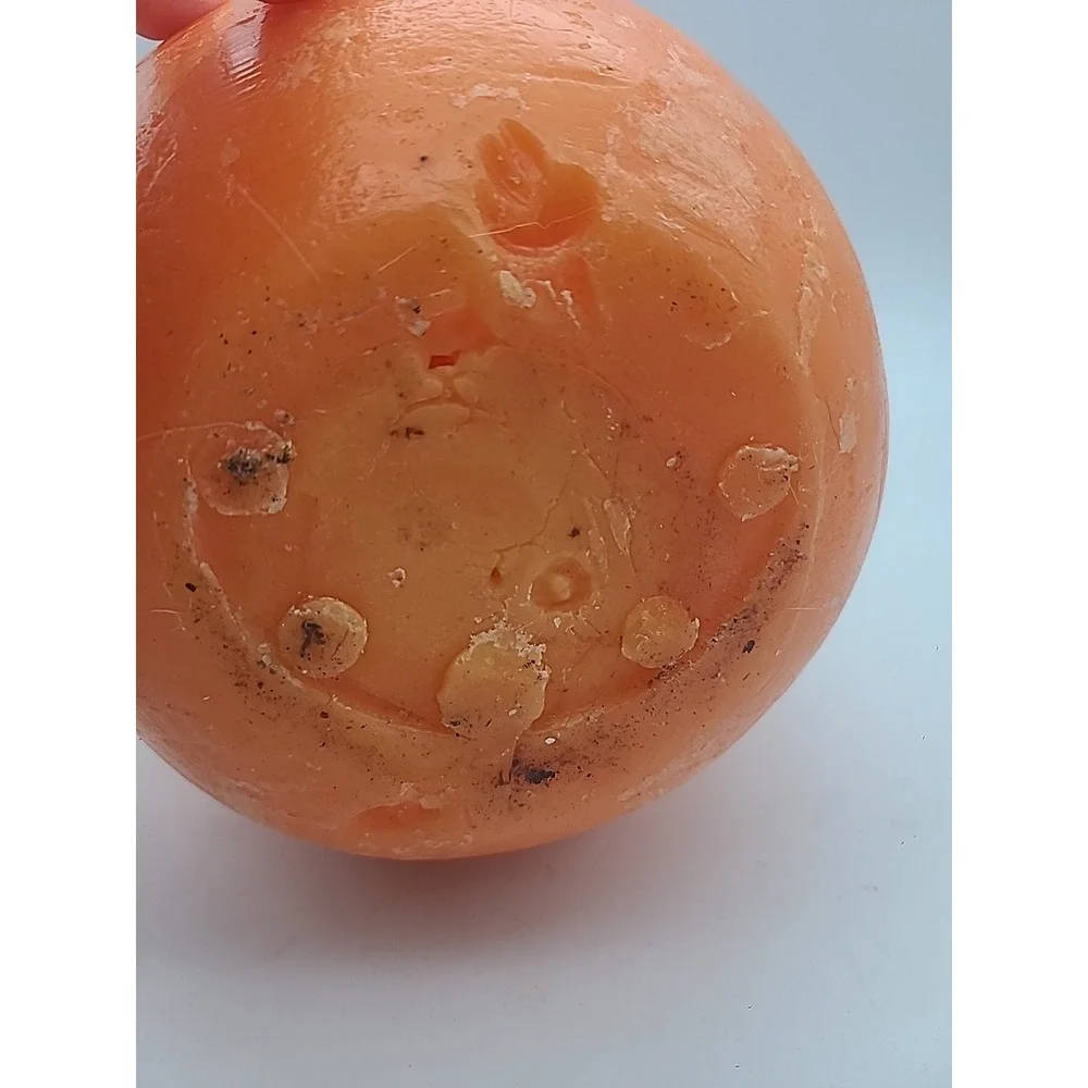 Large Orange Jack O'Lantern Pumpkin Candle Light Up Halloween Vintage Wax Decor